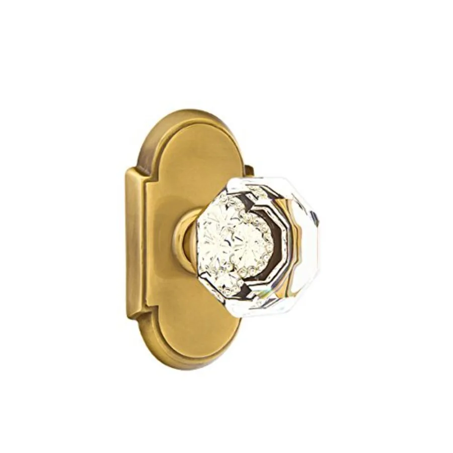 

#8 Rosette Passage Set with Old Town Clear Knob - Available in 10 Finishes - 8108OTUS7 - French Antique US7
