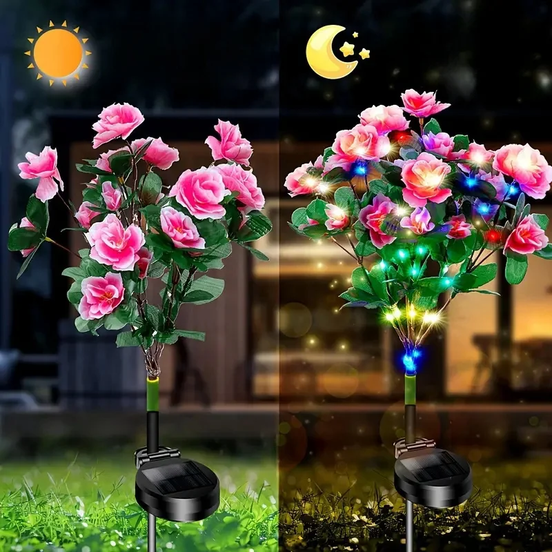 Solar Rhododendron  Lights for Outdoor Garden - LED Flowers Light, Perfect for Yard, Patio, Porch & Pathway Decor, Solar Garden