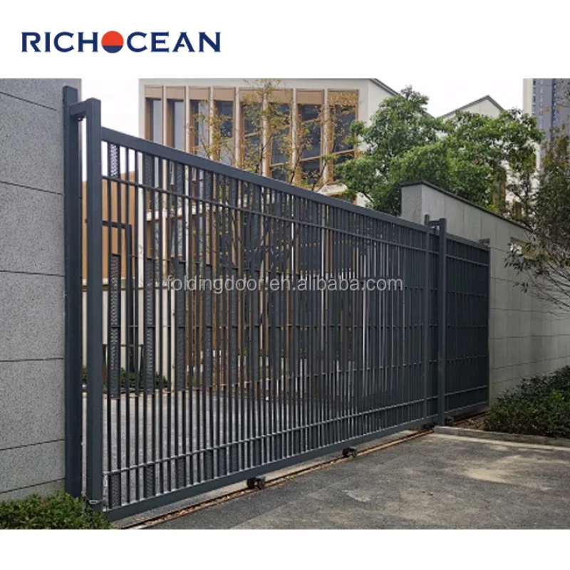 custom.Custom Designed Single Door Powder Coated Aluminum Retractable Automatic Opening Outdoor Fence