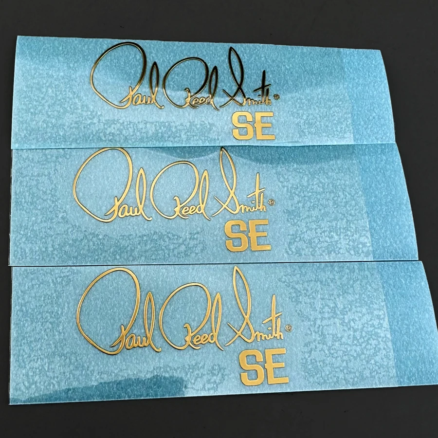 3 Pieces Dry Rub-on Gold Metal Guitar Logo Decal Sticker For PRS SE Guitar Well