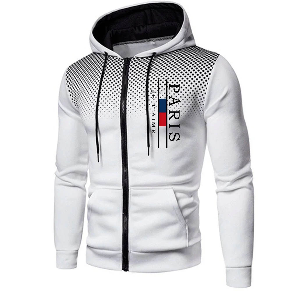 

Men's Hooded Sweatshirts Printing Casual Hot Sales Zipper Jacket Sports Pants Quality Jogging Men Clothing Office Round Dot Coat