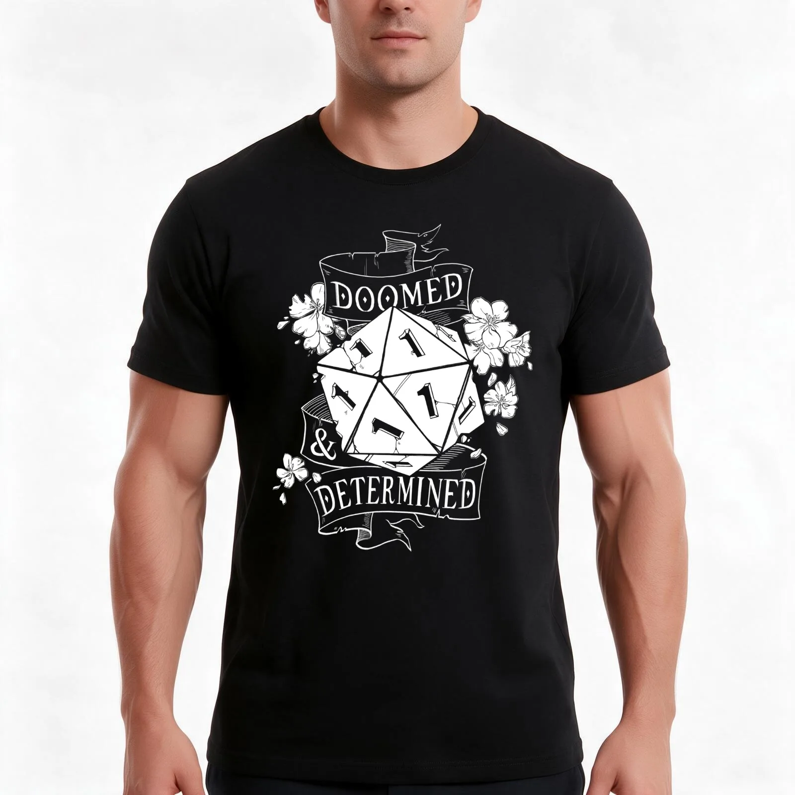 Doomed & Determined | White T-Shirt Summer Casual Cotton Tee Oversized Streetwear Tops Vintage Graphic Print 100% Cotton