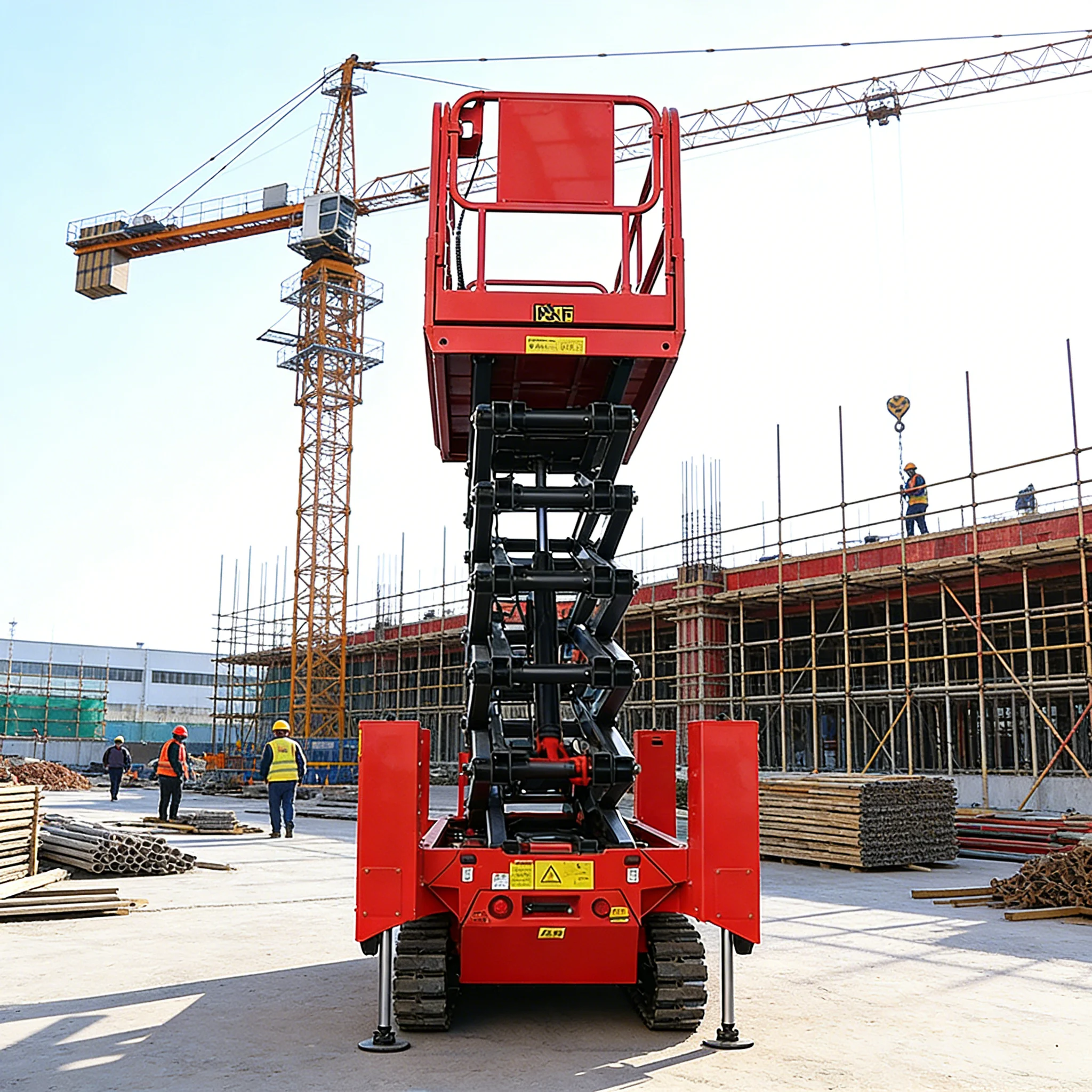Heavy Equipment Work - クローラ式高所作業車 シザーリフト 自走式 12m 自動ラフテレーン対応 重荷重安定リフト装置
