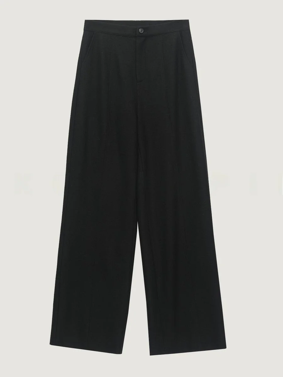 

Fashionable High-Waist Straight Leg Pants Women's Casual Long Trousers 100% Wool Autumn Winter Slimming Versatile Comfortable
