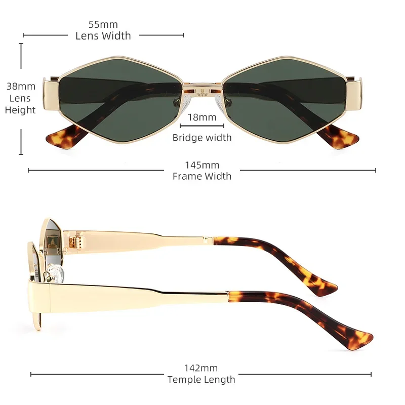 2024 Star-style Retro Diamond-shaped Metal Sunglasses Luxury Brand Elegant Designer Sun Protection and UV Protection Sunglasses