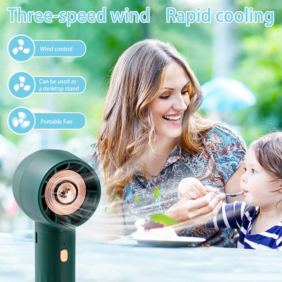 Portable Mini Handheld Fan USB Rechargeable Personal Fan Safe Fan with 3 Adjustable Speeds Electric Cooling Fan Desktop 2023