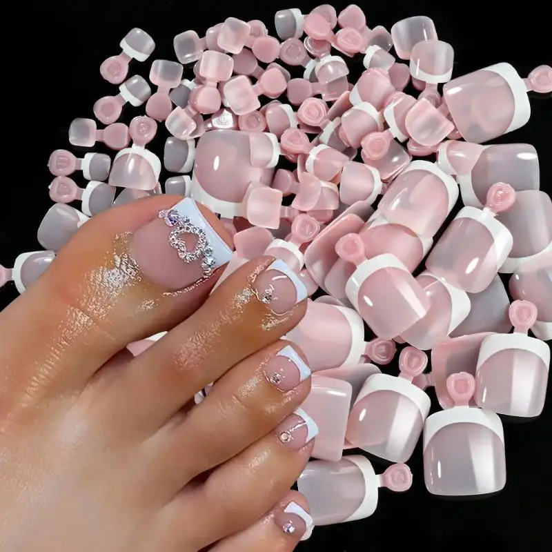 120 Uds uñas postizas extensión de uñas para mujeres francés corto cuadrado Artificial prensa en uñas desnudas rosa cubierta completa punta falsa