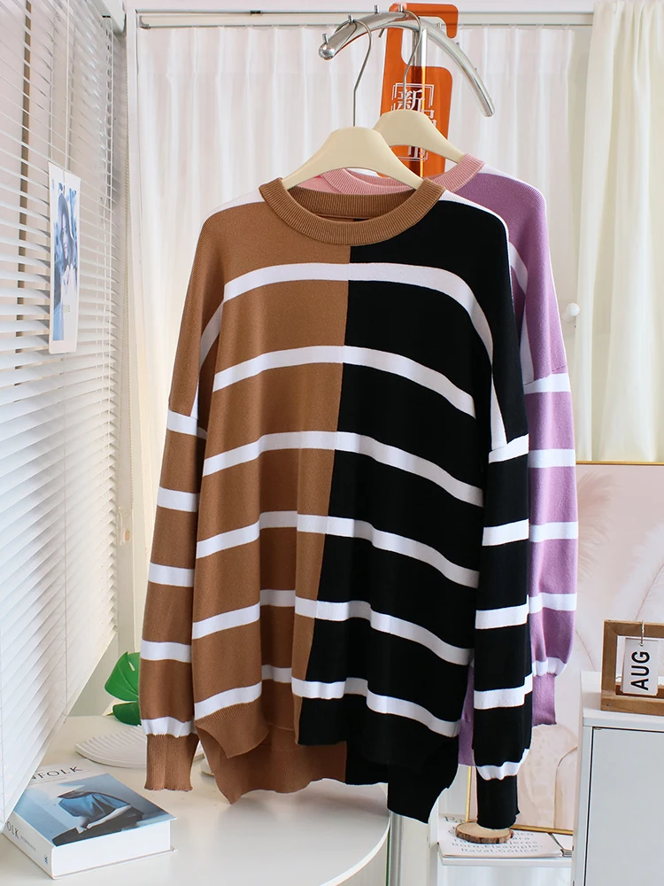 

Мягкий уютный круглый трикотаж с рисунком Ne, свободный крой, осенне-зимний женский топ, теплый термосмешанный волокно, длинный све средней длины