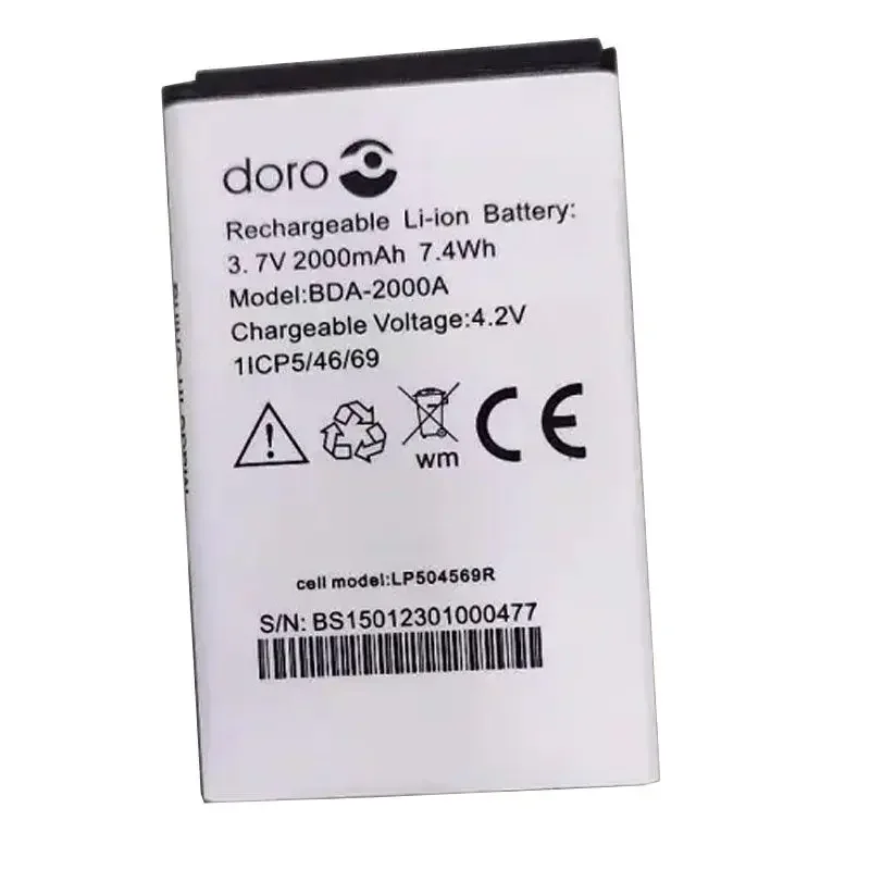 

10pcs 2022 date 2000mAh аккумулятор для замены батареи doro BDA-2000A