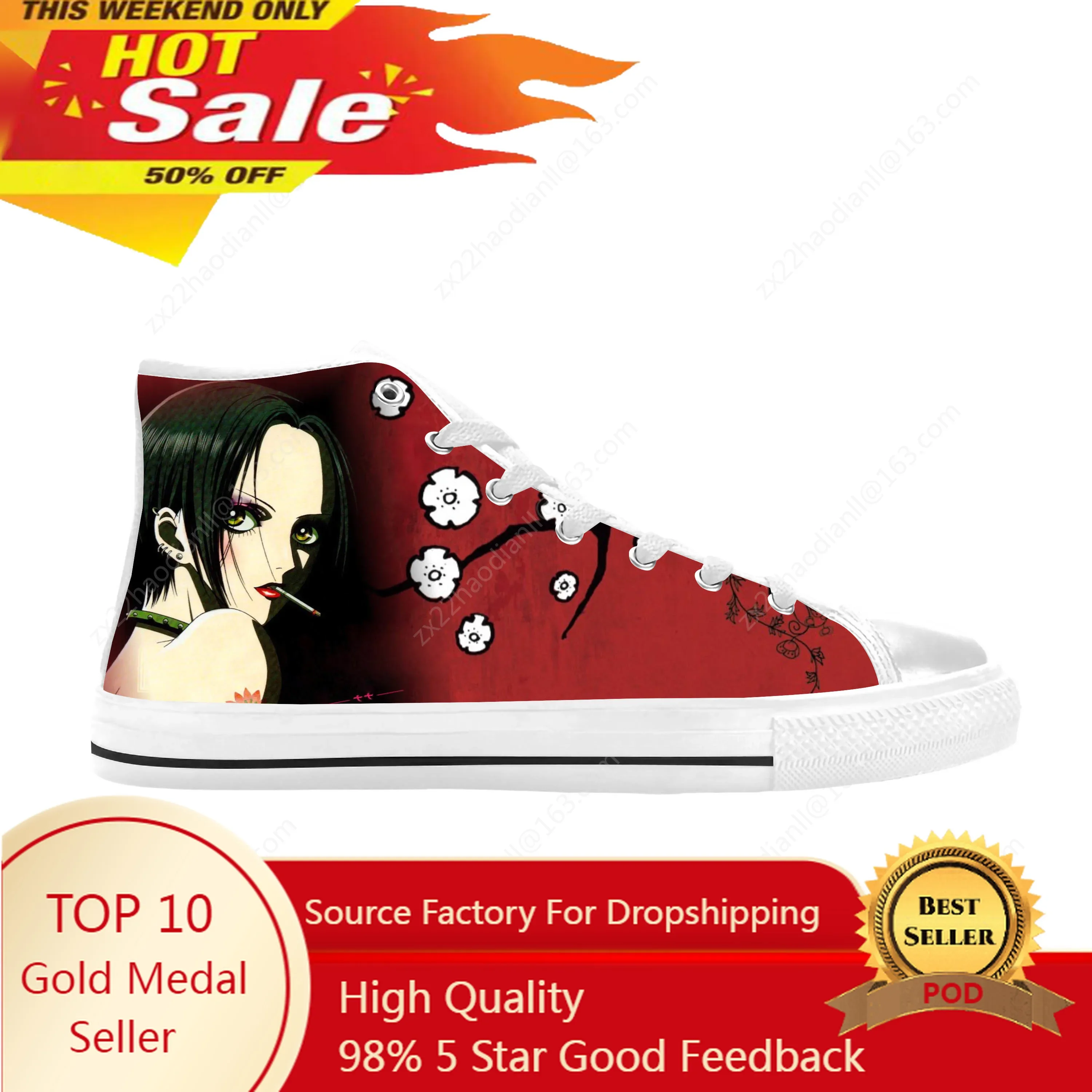 

Black Stones NANA Osaki Rock Anime Cartoon Manga Casual Cloth Shoes High Top Comfortable Breathable 3D Print Men Women Sneakers