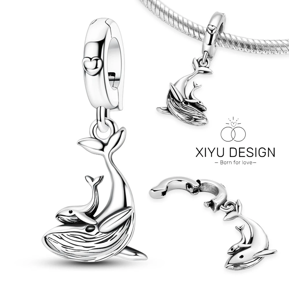 Charms-Anhänger aus 925er-Sterlingsilber mit blauen Ozean-Serie, passend für das DIY-Armband der Marke, Damenschmuck, Geschenke für Freundin