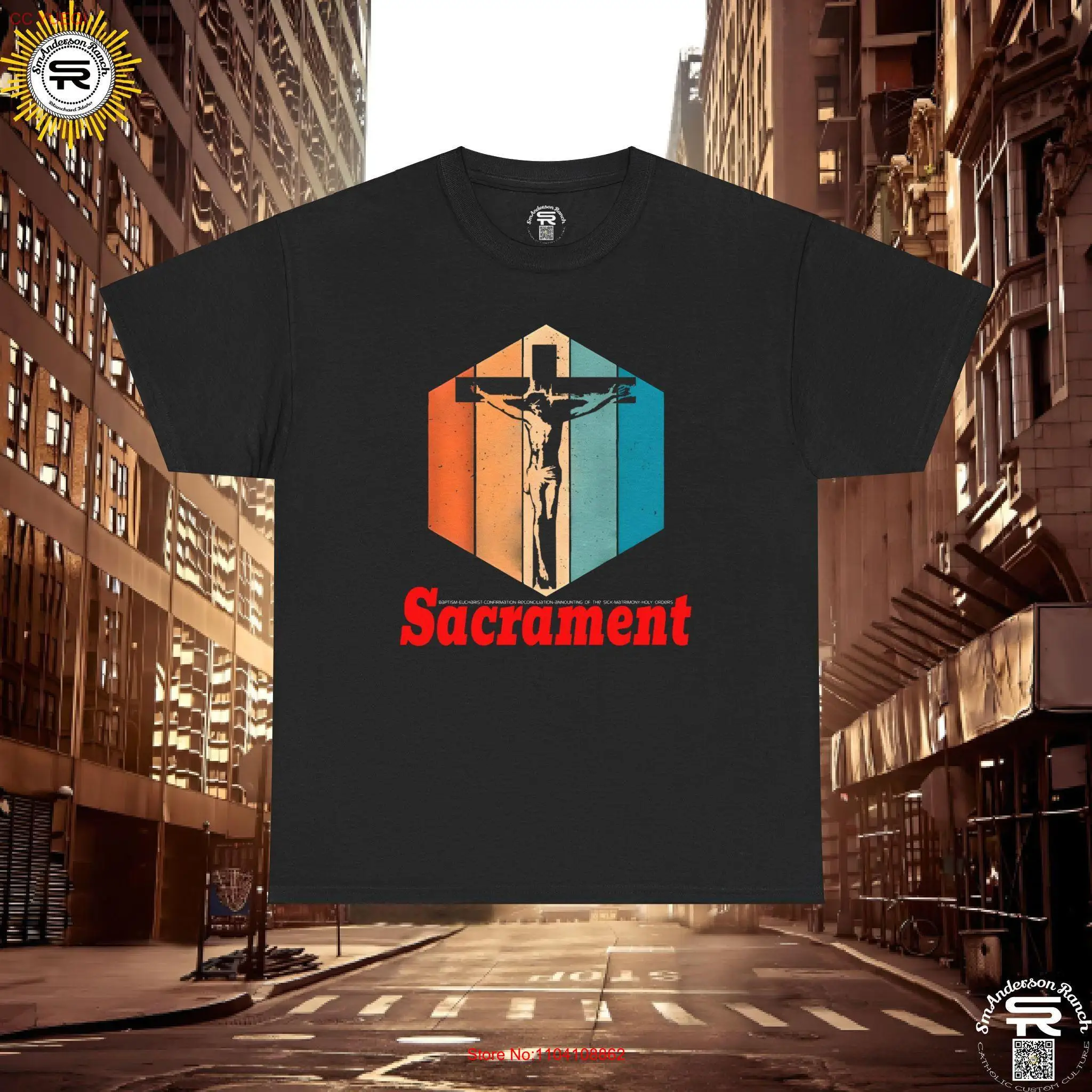 Sacrament with Crucifix SR Traditional Orthodox Catholic Christian Religious Skater T Shirt long or short sleeves