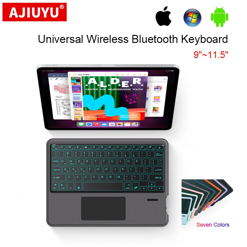 Universele Bluetooth Toetsenbord Voor Ipad Huawei Lenovo Samsung Lenovo Xiaomi Teclast Blackview Oppo Tablet Met Backlight Touchpad