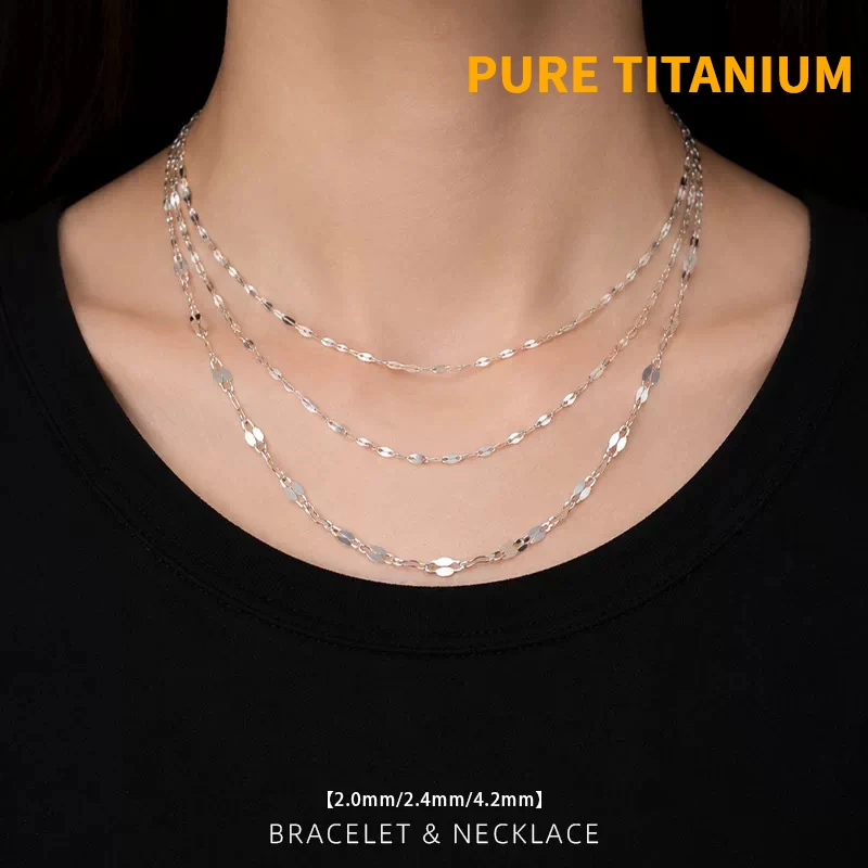 Classic Pure Titanium Lip Necklace for Women 2/2.2/4.2mm Luxury Anti-Allergic Exquisite Collarbone Chain Necklace Birthday Gifts