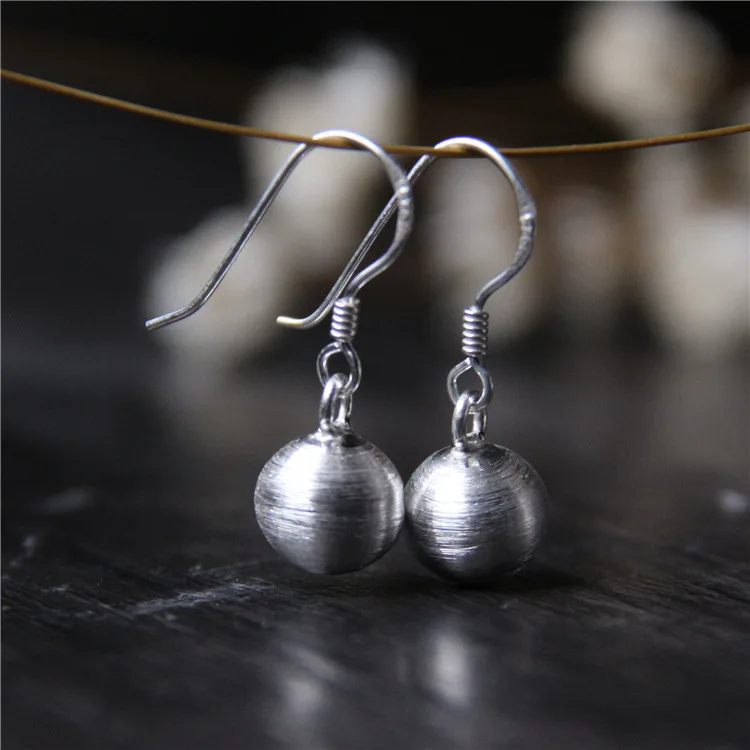 Newly arrived jewelry Frosting Wire drawing process Round ball earrings women's Compact and exquisite Fashion earrings