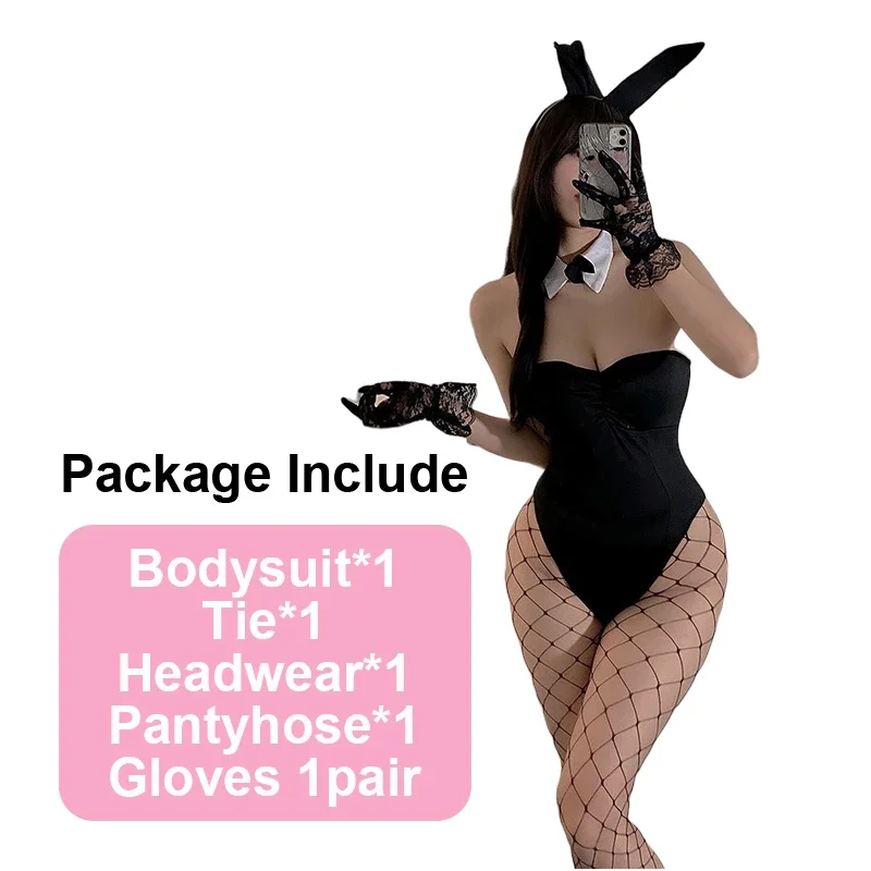 Seksowna bielizna przebranie na karnawał kostium króliczka jednolita czarne body z ucho królika rajstopy kabaretki klub nocny kelnerka nosić kobiety