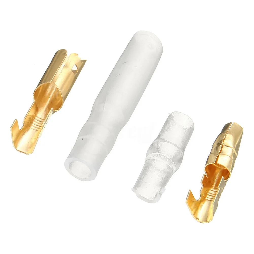 200x Connector Moto 3.9mm Male & 4.0mm Female 50 Set Terminal Bullet Uninsulated W/ Sleeve Connectors Crimp Electrical