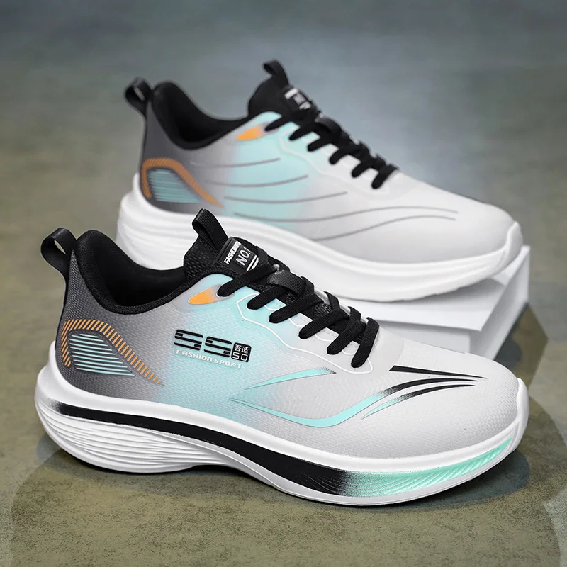 

Men Running Shoes Summer Breathable Lightweight Sports Training Sneakers Trendy Lace Up Flat Bottom Outdoor Sports Fitness Shoes