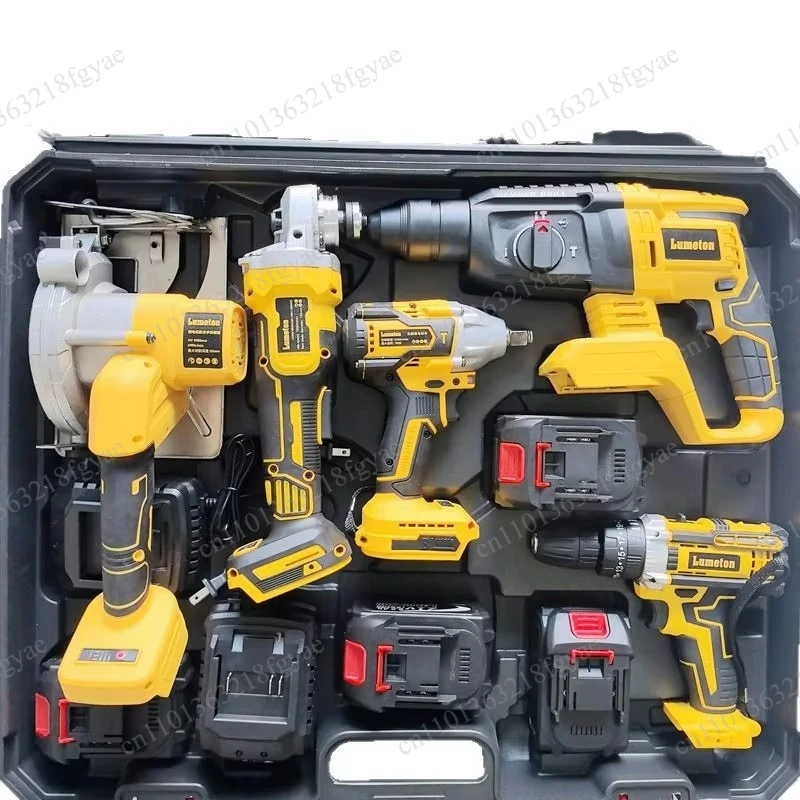 

21V Brushless Cordless Power Tool Combo Kit, Impact Drill, Hammer Drill, Angle Grinder & Electric Wrench OEM Set