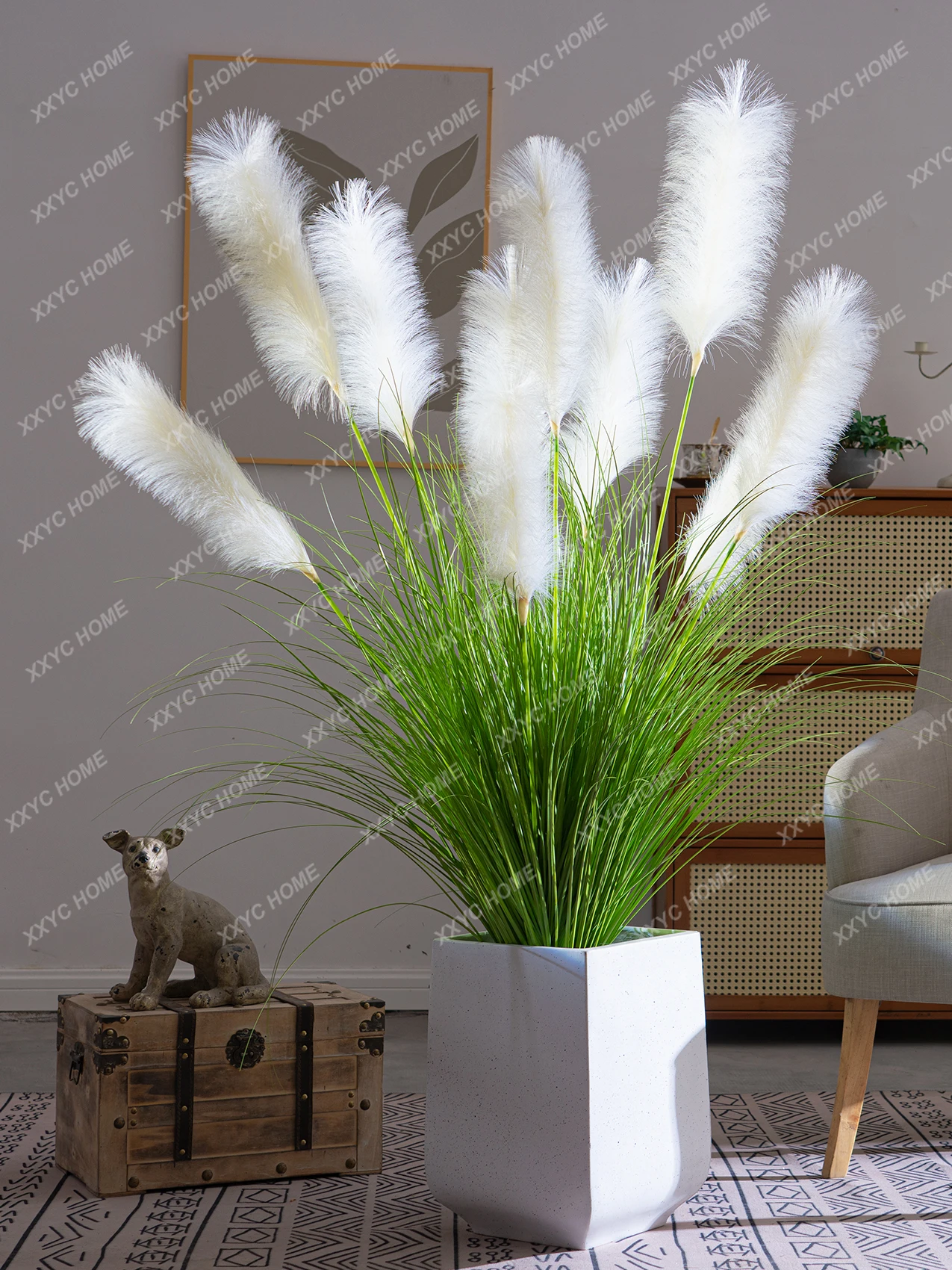 Reed Grass Artificial Flower Tree Plant Emulational Fake Tree Bionic Green Plant Bonsai Decoration Indoor Living RoomDecoration