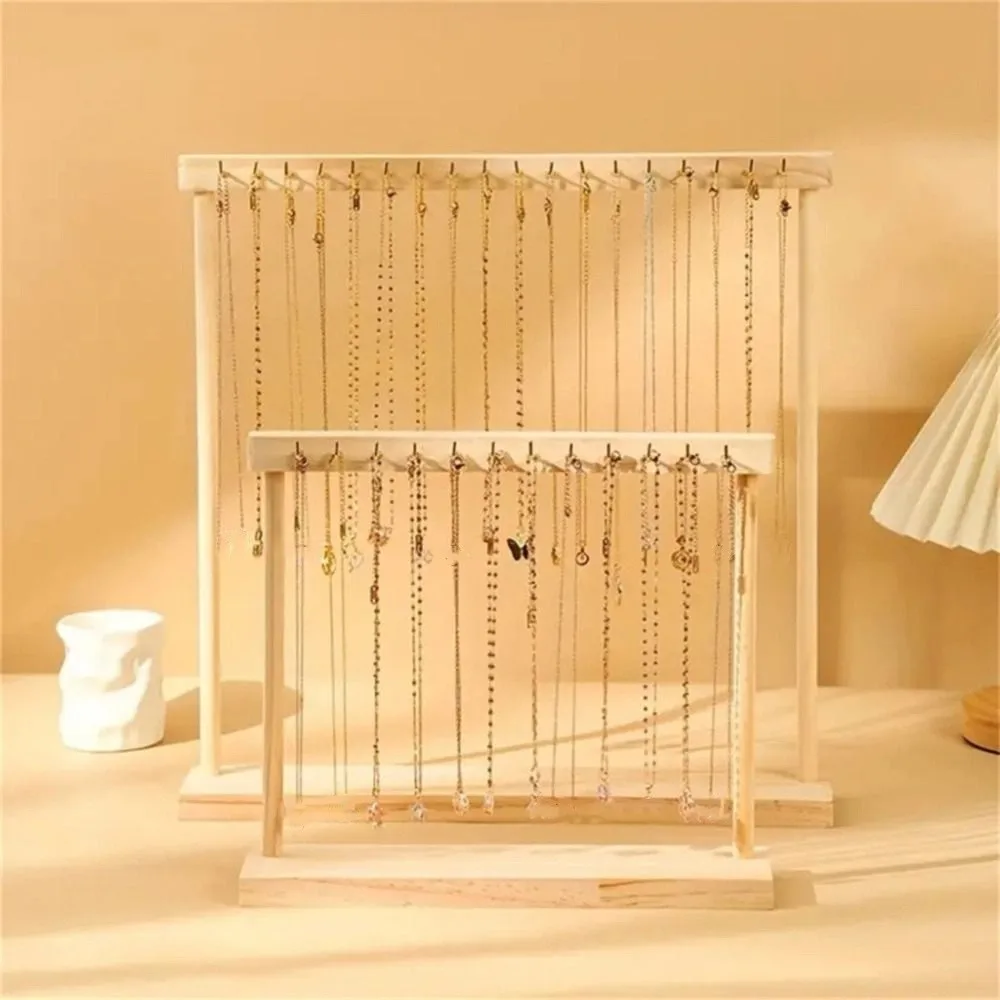Simple Portable Wood Necklace Stand Exquisite Bracelets Display Necklace Hanging Rack 12 /18 Hook Jewelry Jewelry Holder Store