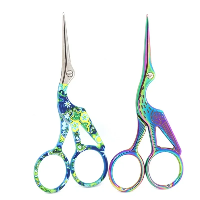 Vintage Embroidery Scissors Stainless Steel Crane Shape Small Sewing Scissors for Craft Thread Cutting