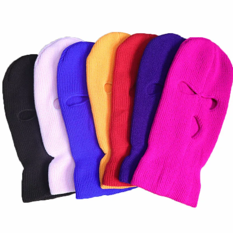 Fashion Men New Three Hole Knitted Hats Anti-Terrorist Headgear Robber Hat Women Baotou Outdoor Face Mask Warm Hood