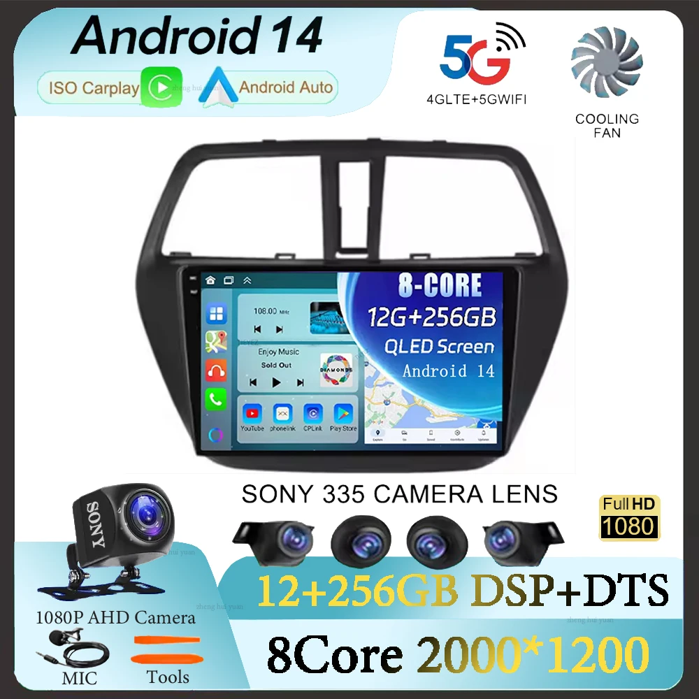 

Android 14 Автомобильный радиоприемник Мультимедийный видеоплеер для Suzuki SX4 2 S-Cross 2012-2016 Стерео GPS-навигация Стерео головное устройство Carplay