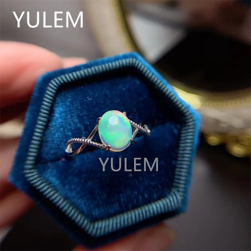 VVS Grade Natural Opal Ring for Woman 7 Mm*9 Mm High Quality Opal Silver Ring 925 Silver Opal Ring for Engagement