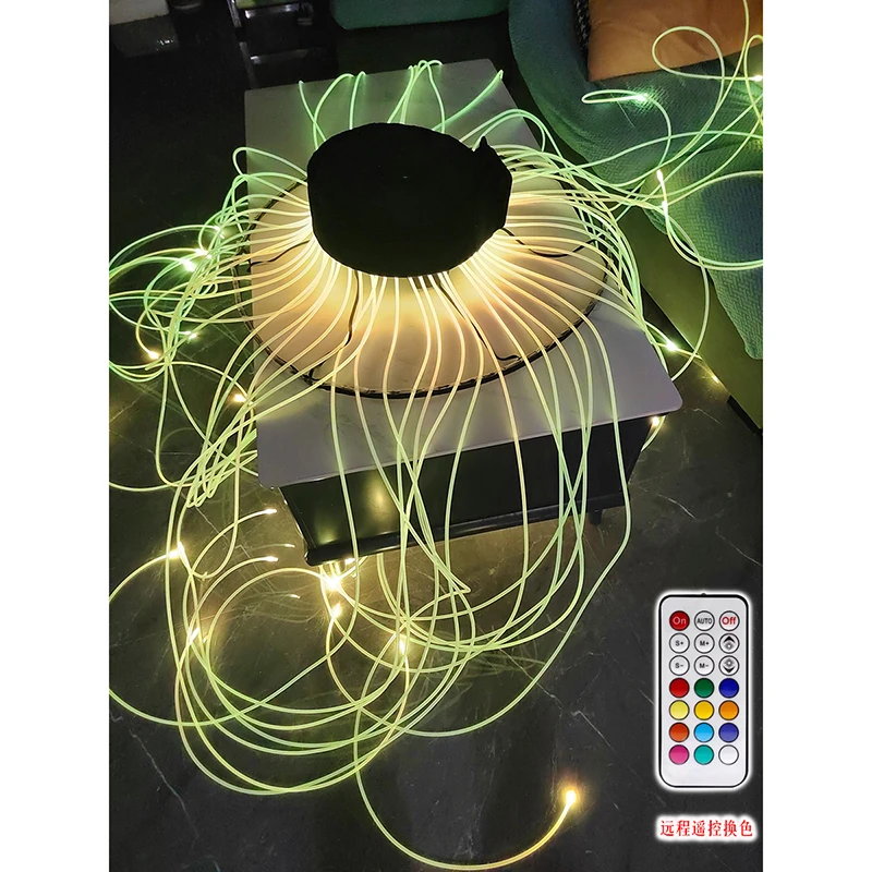 Full Color Luminous Fiber Dance Props LED Fiber Lamp Jellyfish Rotating Props Circus Dance Guide Light Strip Custom Rave Outfit