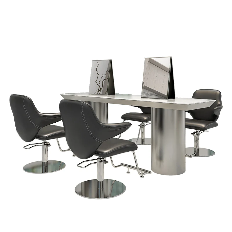 

High-end Internet celebrity hair salon perm and dyeing mirror table Barber shop mirror simple movable