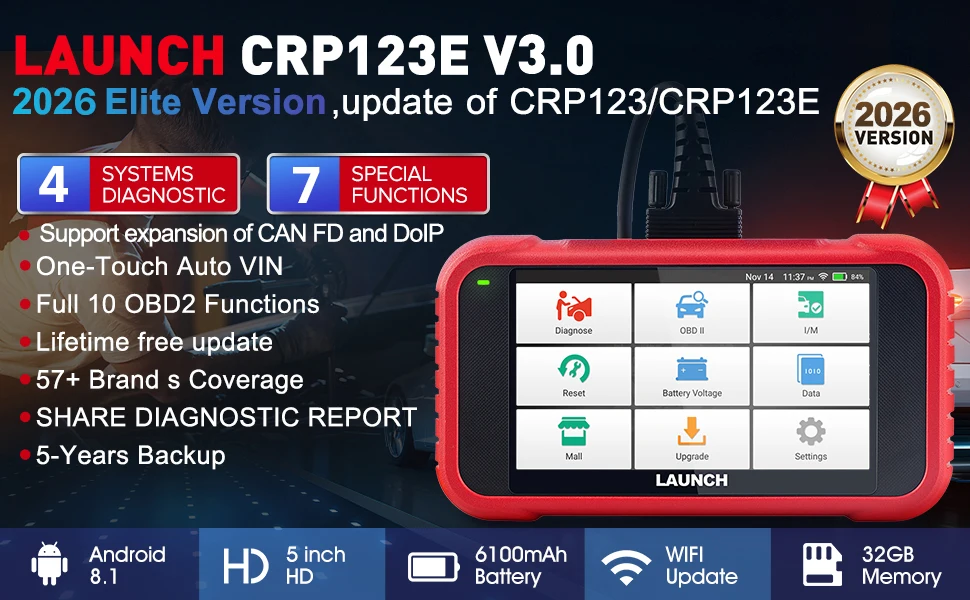 【Kostenloses Upgrade】2026 Neuerscheinung X431 Crp123E V3.0 OBD2-Scanner-Diagnosetool für Motor, ABS, SRS, AT mit 7 Reset-Funktionen – Detail 3