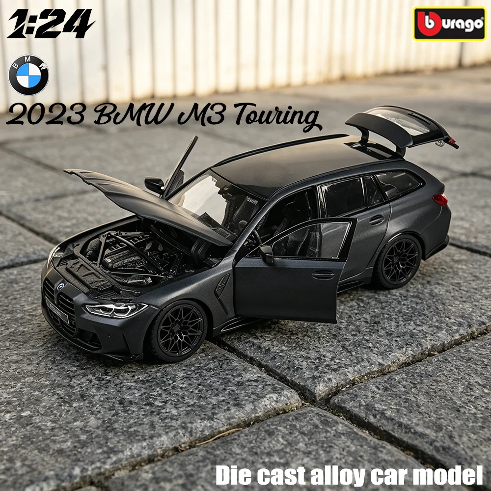Bburago 1:24 Zweifarbige Ausführung 2023 BMW M3 Touring Druckguss-Spielzeugauto-Modell aus Legierung, 4 Türen können geöffnet werden, exquisiter Innenraum