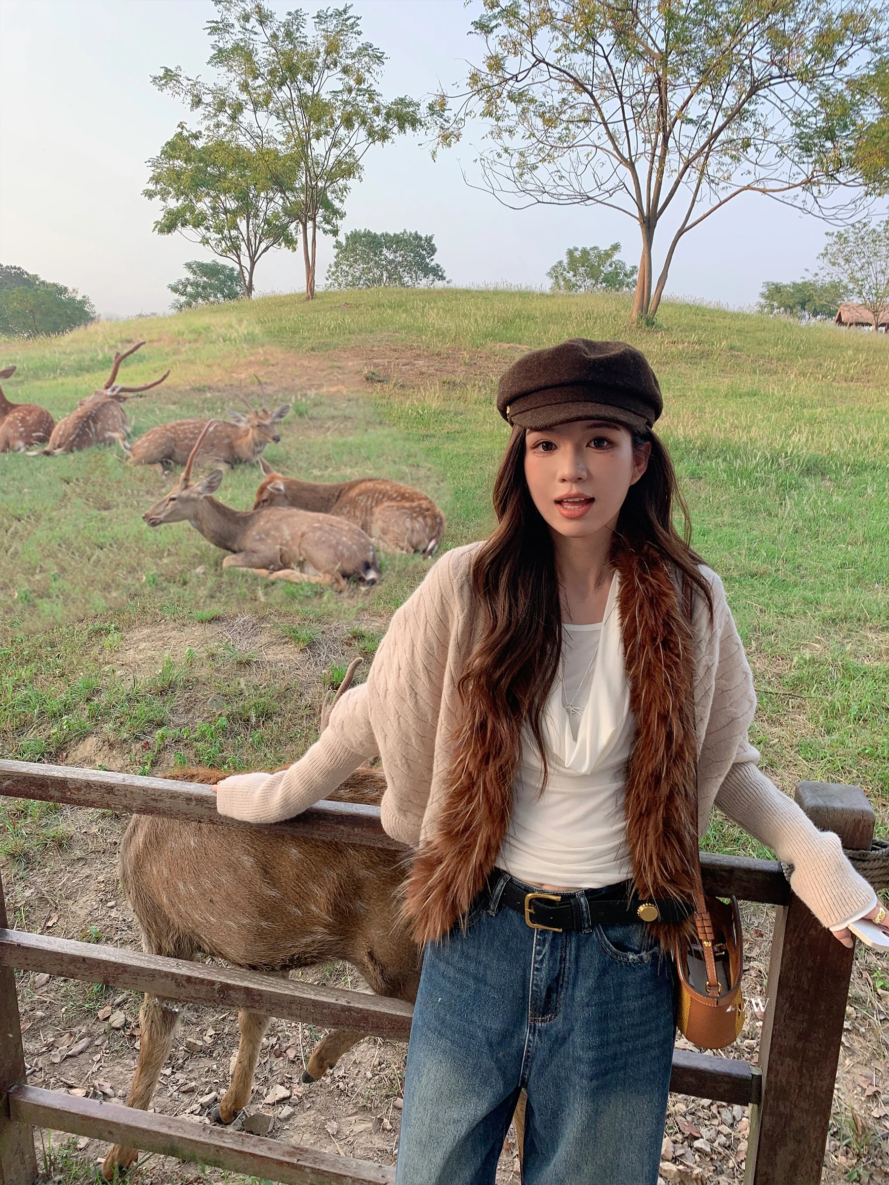 

Вязаный свитер-пальто Sam Seoi Lazy Sle с завязками, свободного кроя, с клетчатым воротником, в ретро-стиле, зимний, женский, модный