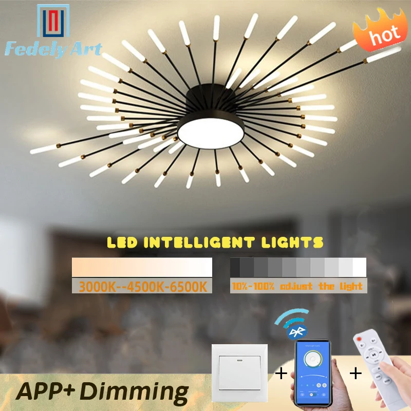 

Scandinavian Style Ceiling Pendant Light, LED Ceiling Light - Smart Dimming Remote APP Control, Indoor Lighting Ceiling Lights