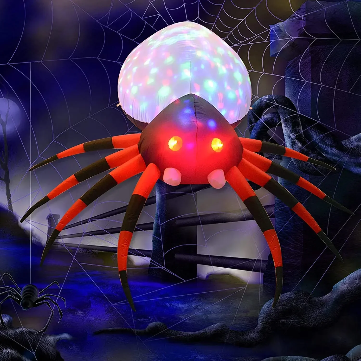 2.4 meters big giant spider Halloween props decoration party LEDs inflatable Halloween spider