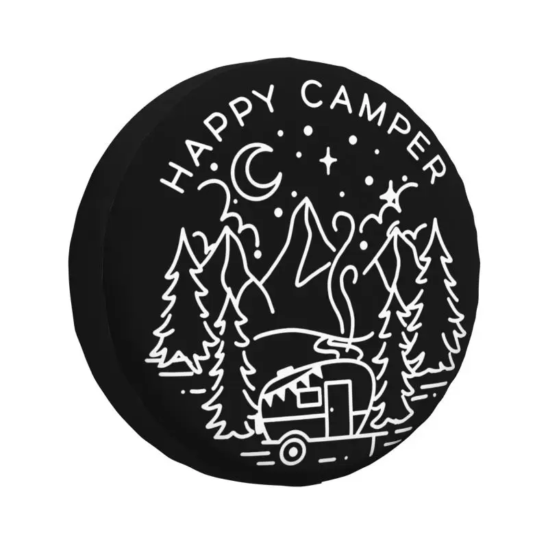 Camping Life Happy Camper Tire Cover 4WD 4x4 SUV Spare Wheel Protector for Toyota Land Cruiser Prado 14