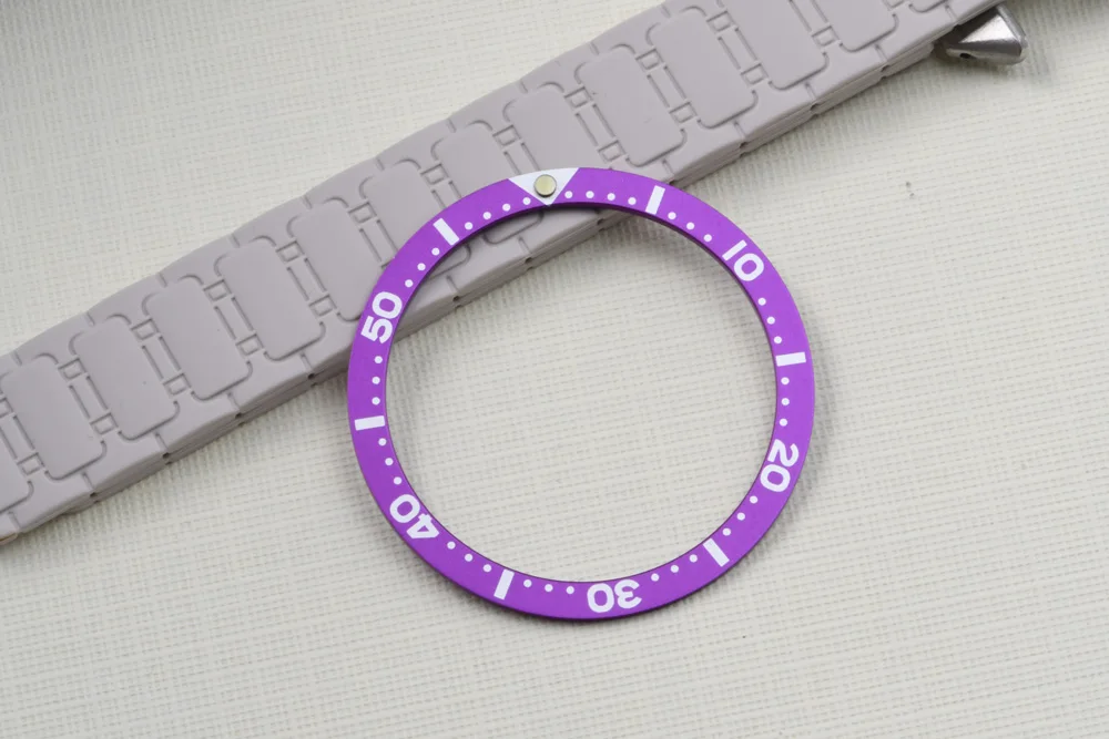 Lila Lünetten-Einsatz 31,5-38mm Passend für Seiko-Teile Passend für Turtle 6105-8110 SKX007 009 Taucheruhr für NH35A/36A Uhrwerk Uhrenteile – Detail 2