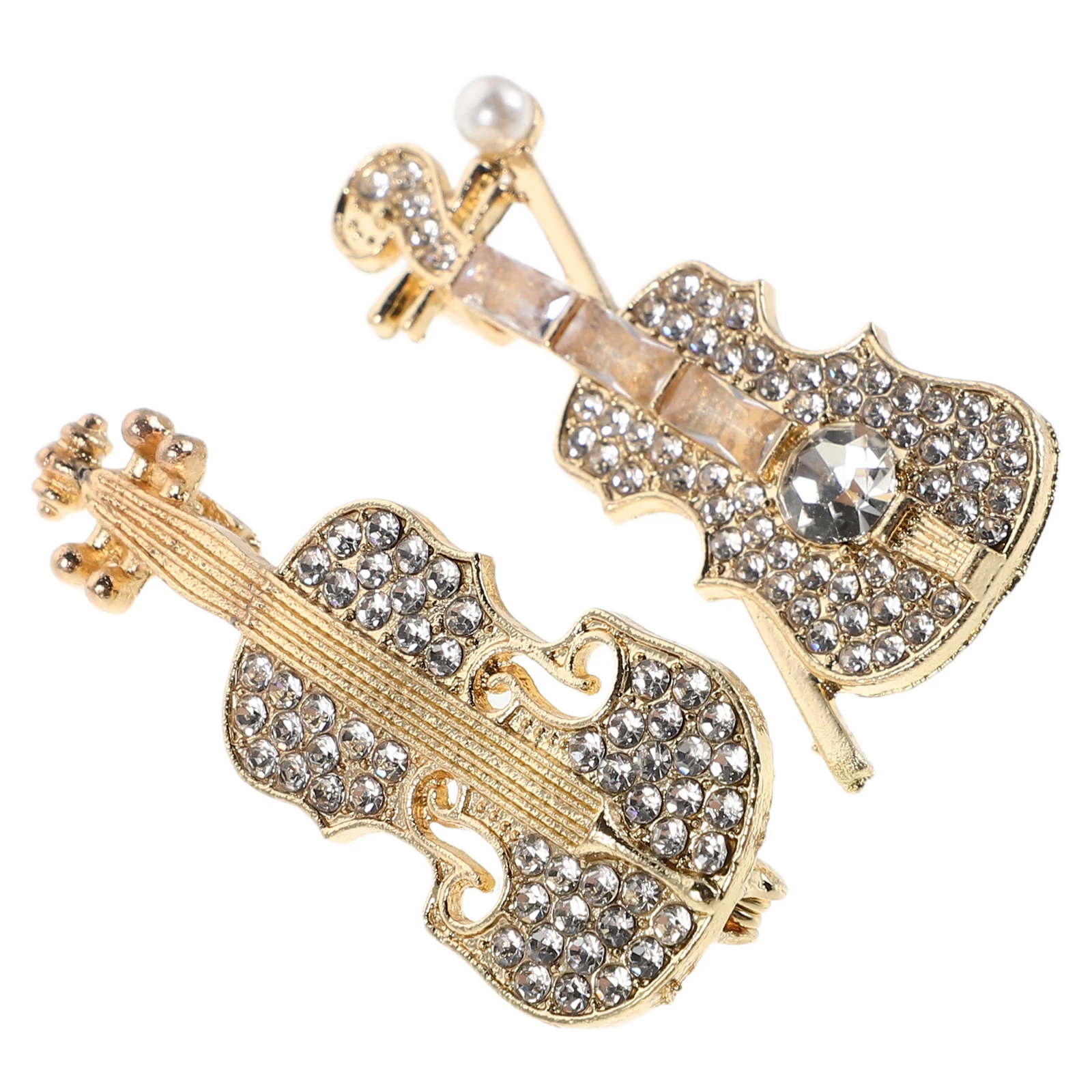 

2 Pcs Musical Theme Brooch Violin Lapel Pin Jewelry Plastic Miss Women