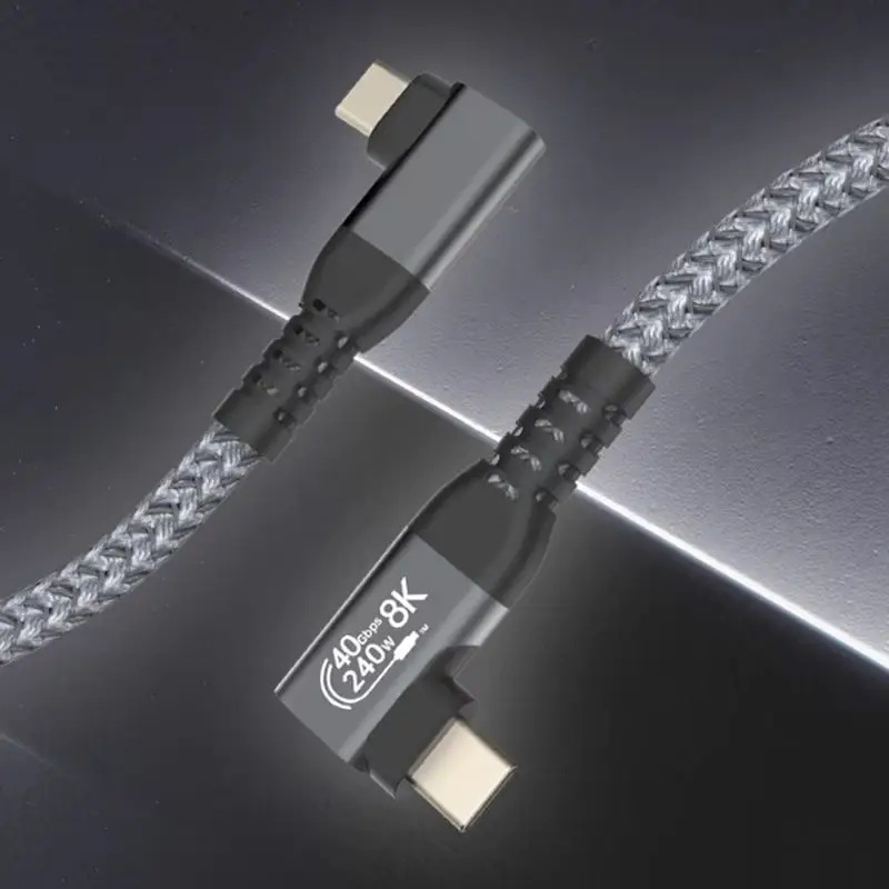 USB4 Data Cable Elbow Type-C Male to Male 8K Screen Projection 40Gbps Transmission 240W Fast Charging Compatible With Lightning