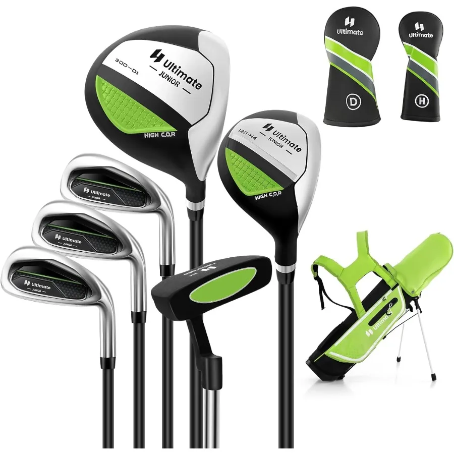 

7 Pieces Junior Golf Club Set for Age 11-13 Right Hand 's Golf Clubs Set with 1 Driver 4 Hybrid 7/9/S Irons Putter Head Covers
