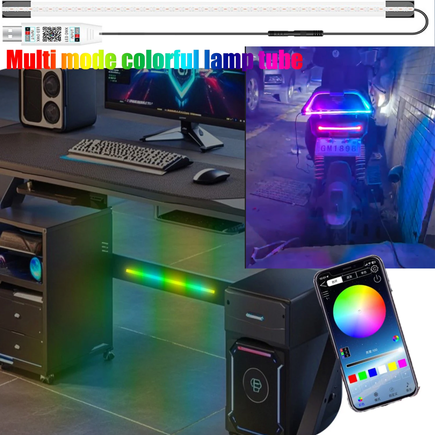 Car Mounted RGBIG Voice Controlled Music Festival Lights,Desktop Creative LED Lights,Motorcycle Taillights, tTent Camping Lights