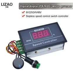 30A DC6V-60V 12V 24V 48V PWM Motor Speed Controller Digital LED Display 0~100% adjustable 15KHZ With potentiometer switch
