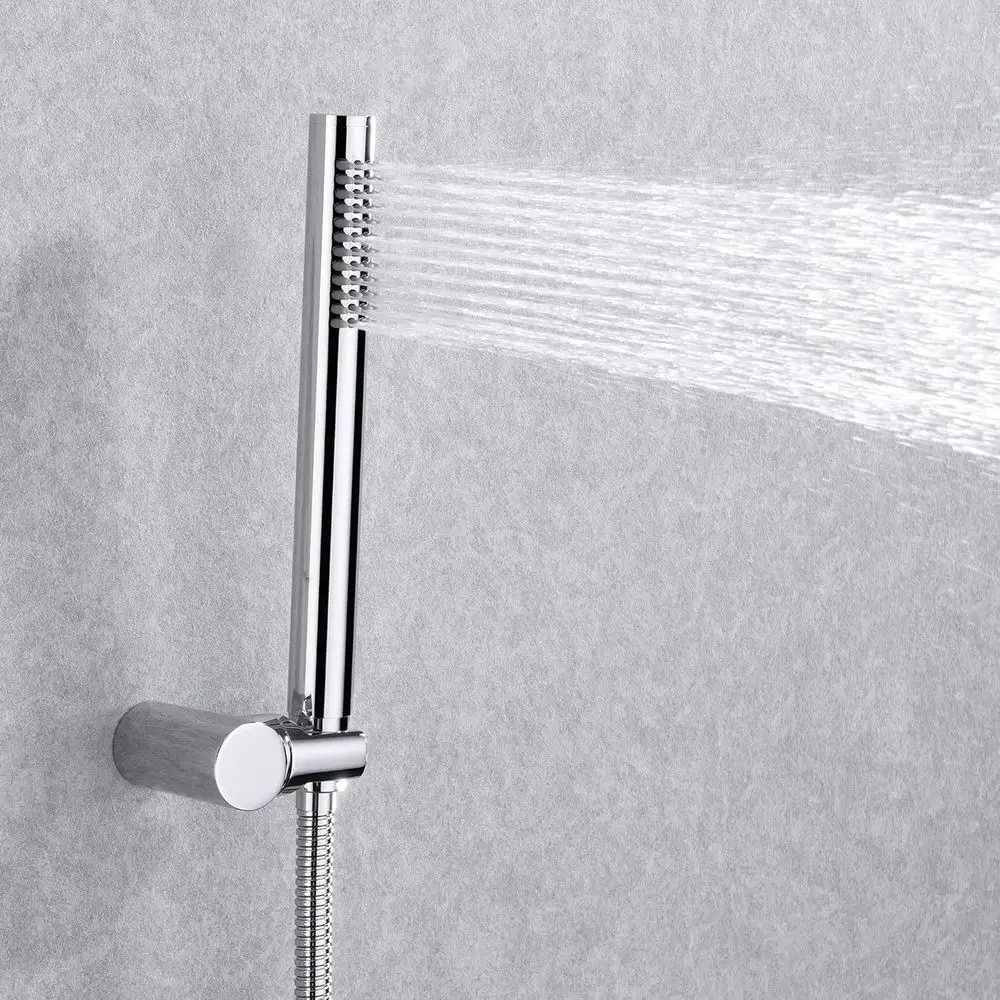 8 نظام دش مثبت على الحائط مع دش يدوي نحاسي ورأس مطر، يتضمن صمامًا خشنًا #4