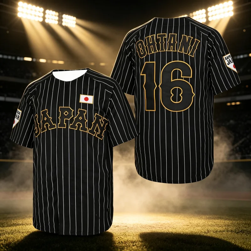 Summer New Baseball Jersey Japan OHTANI 3D Print T-shirt Causal Outdoor Sportswear WHITE Black Stripe SAMURAI Family Kids Tees
