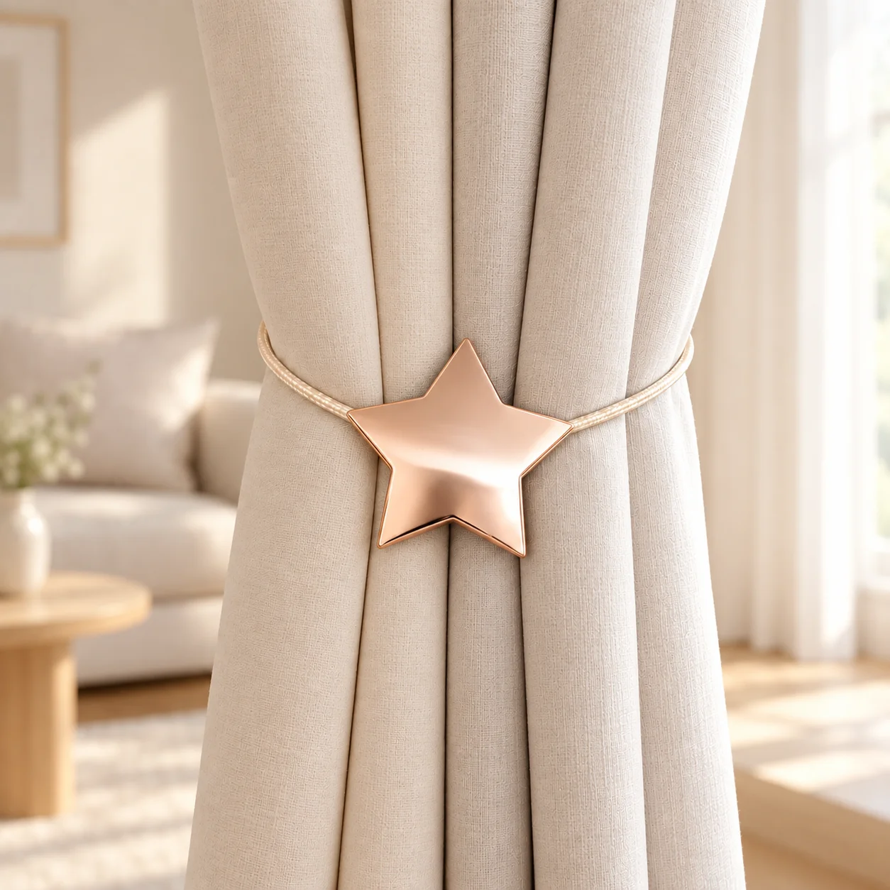 Five pointed star curtain magnet buckle strap, rope strap, non perforated curtain accessory, magnet buckle curtain hook