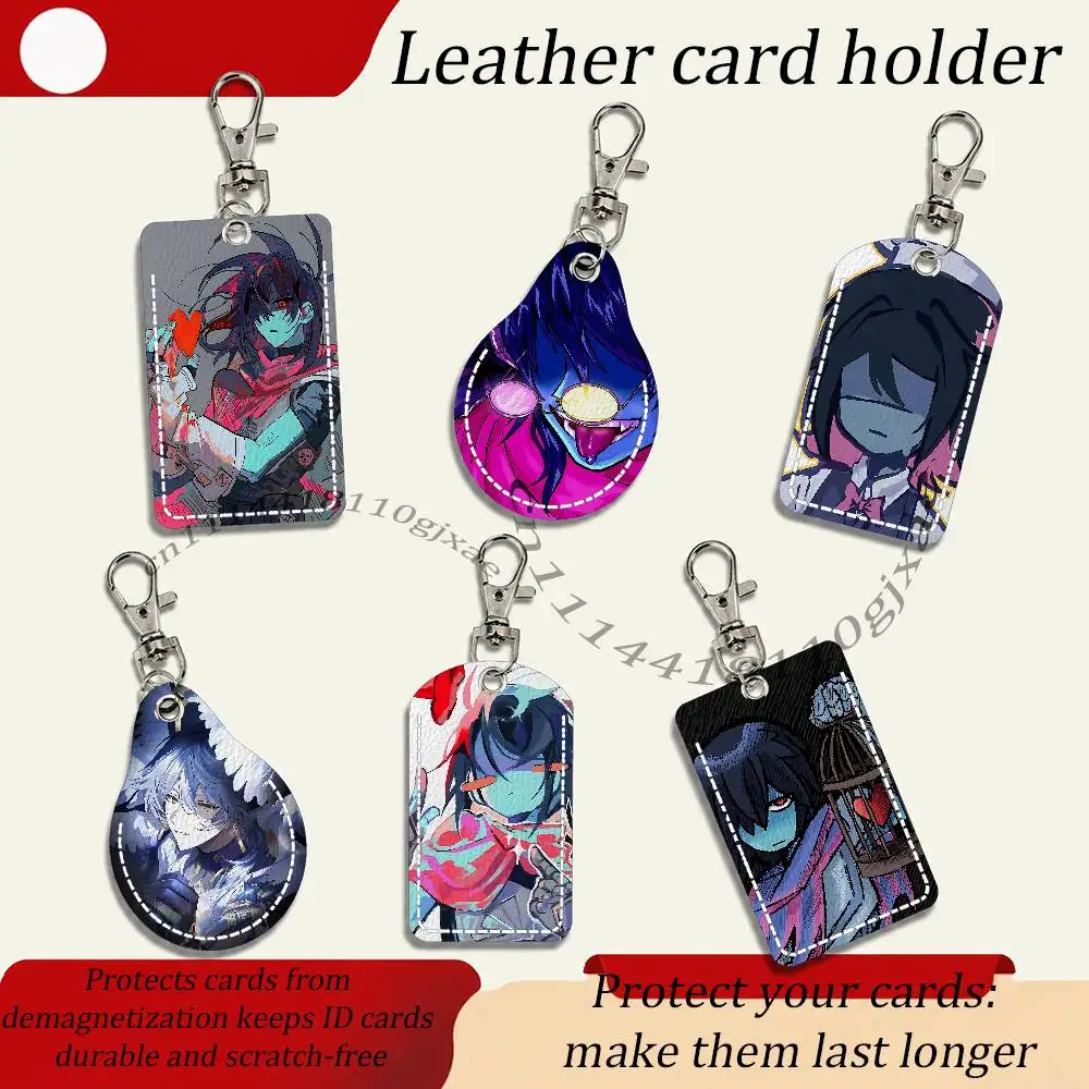 D-DeltaruneS Kris Card Case Leather Card Holder Keychain Key Ring Transportation Card Case With Lanyard