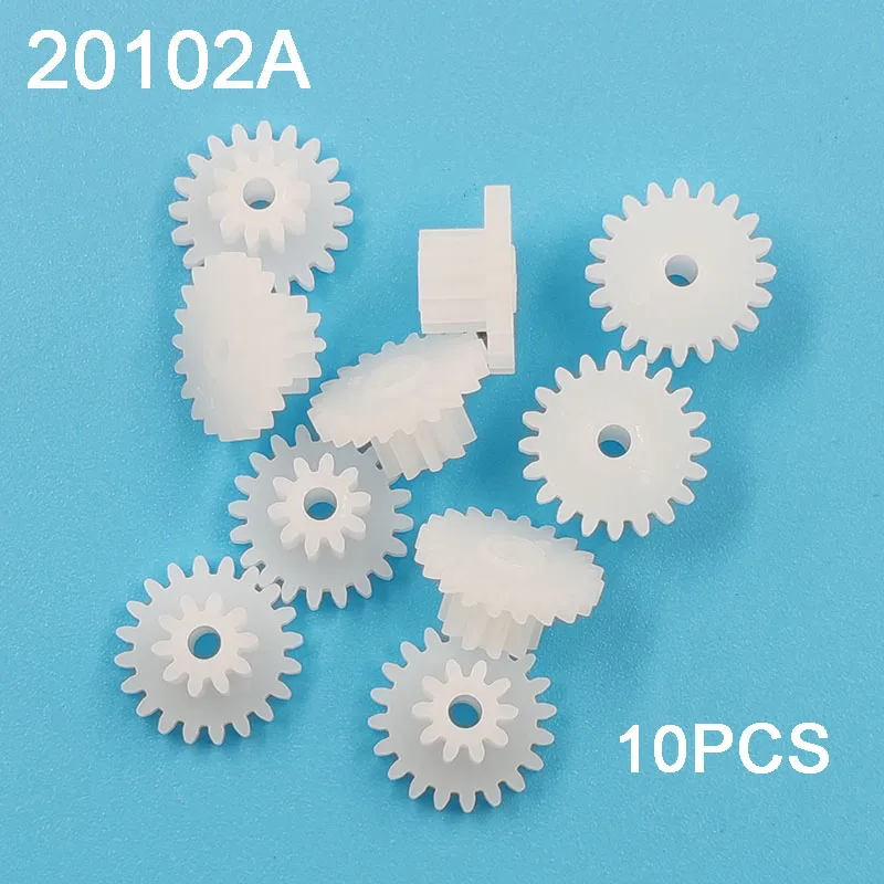 20T +10T 0.5M Dual Gears 2mm Tight / Loose Hole  20 Teeth OD=11mm + 10 Teeth od=6mm Plastic Pinion Toy Accessories 20102A 20102B