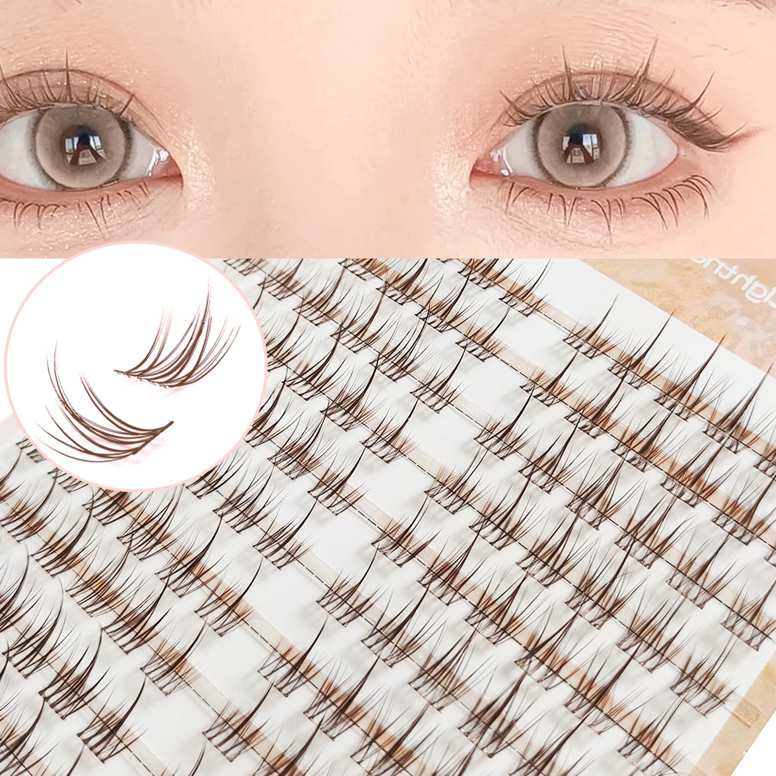 Caramel Colored Sunflower Eyelashes Trilogy, Fake Eyelash Available for Beginners, Japanese and Korean Lashes