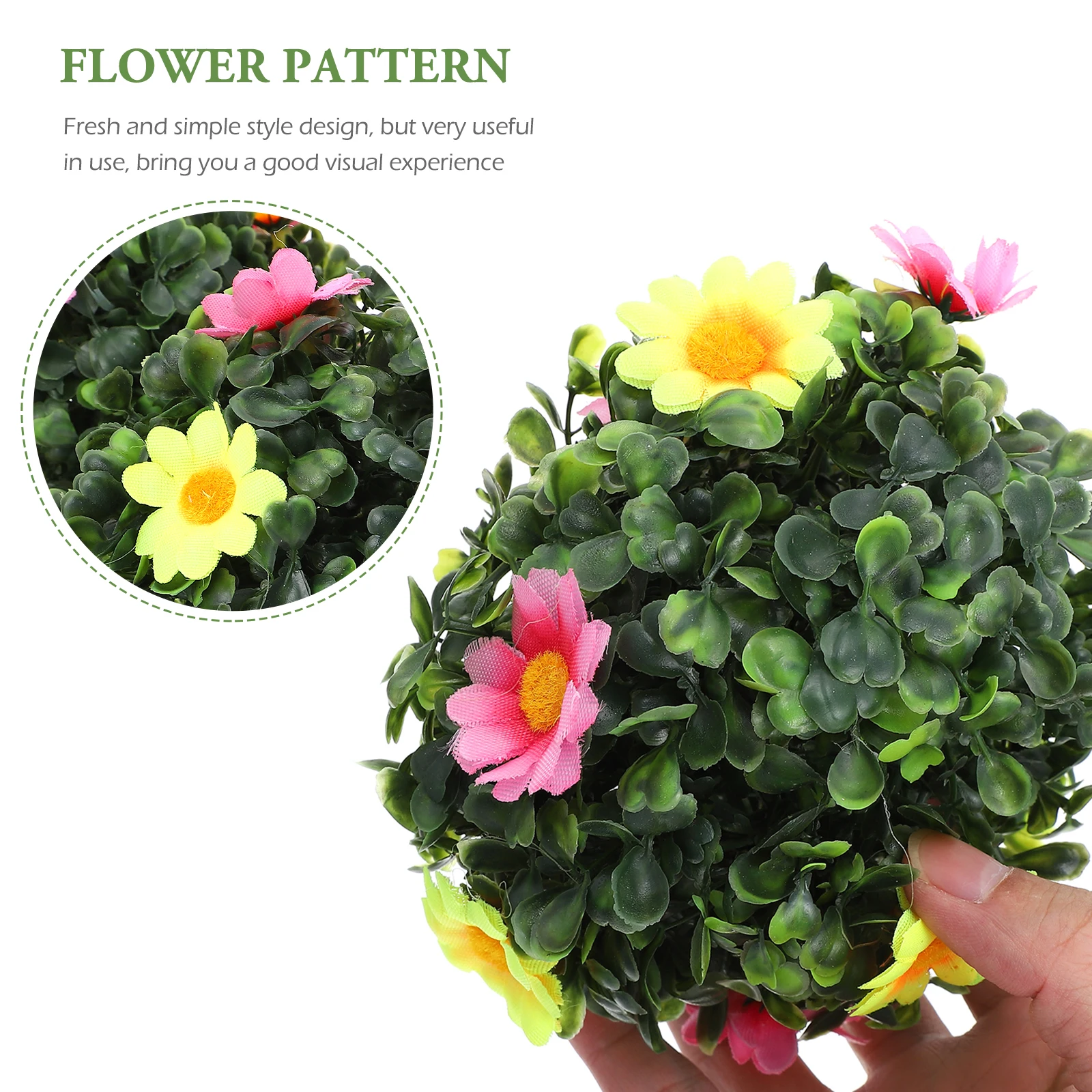 

3 Pcs 15cm Green Grass Balls with Flowers Artificial Plant Decor for Home Hotel Wedding Simulated Grass Balls Decorative Sphere